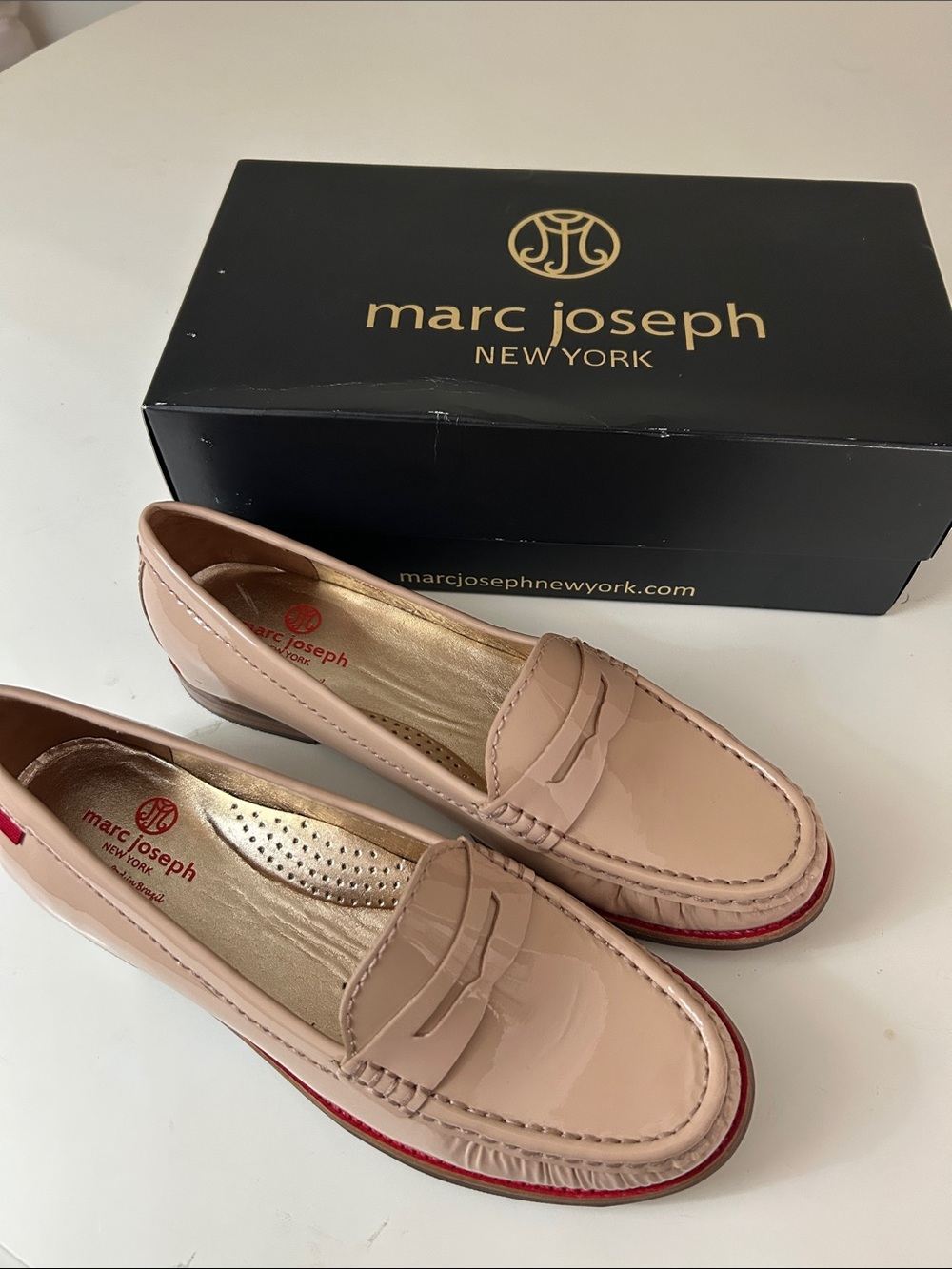 Women's Marc Joesph Patent Leather Nude Penny Loafers - NWT